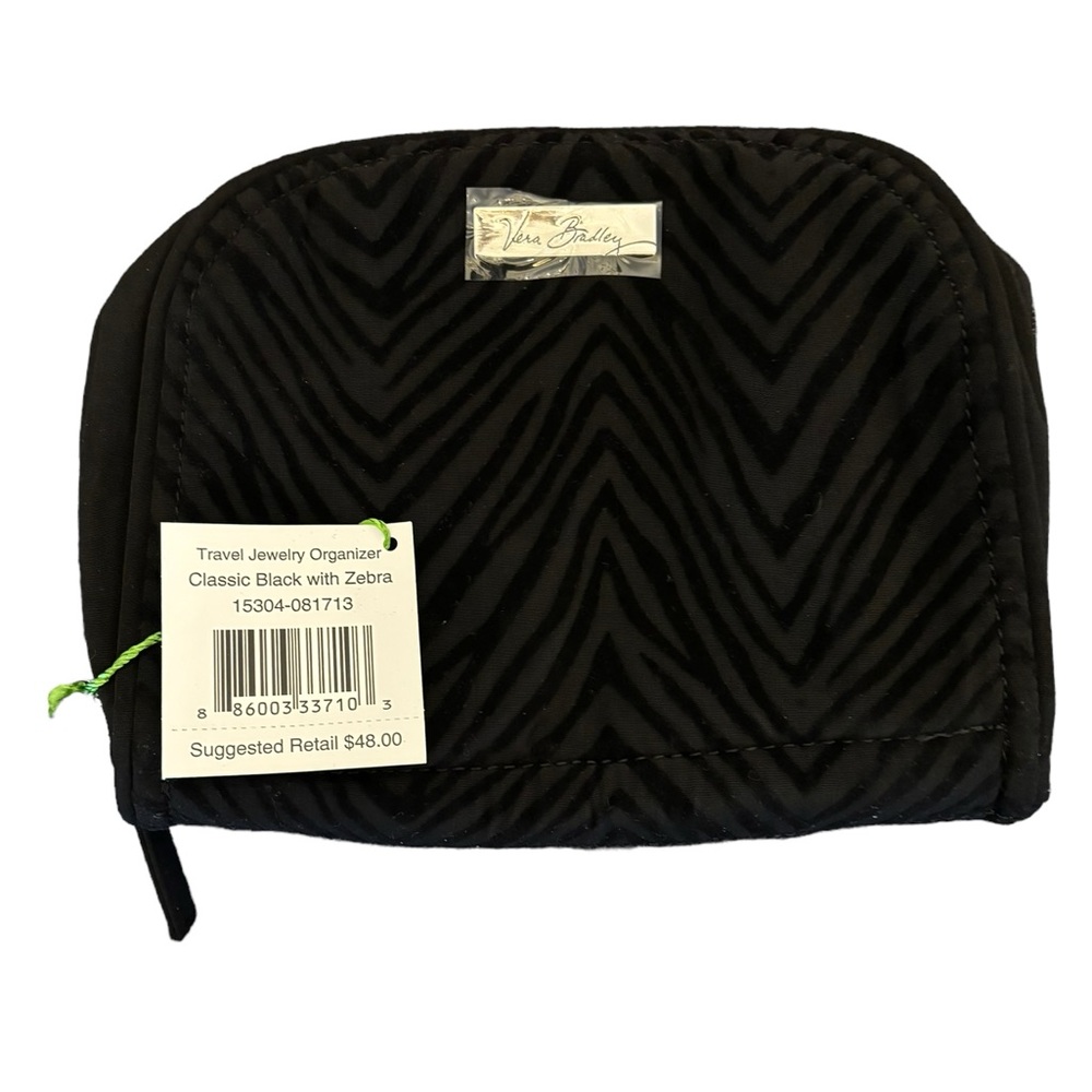 Vera Bradley Travel Jewelry Organizer Classic Black‎ with Zebra - NWT